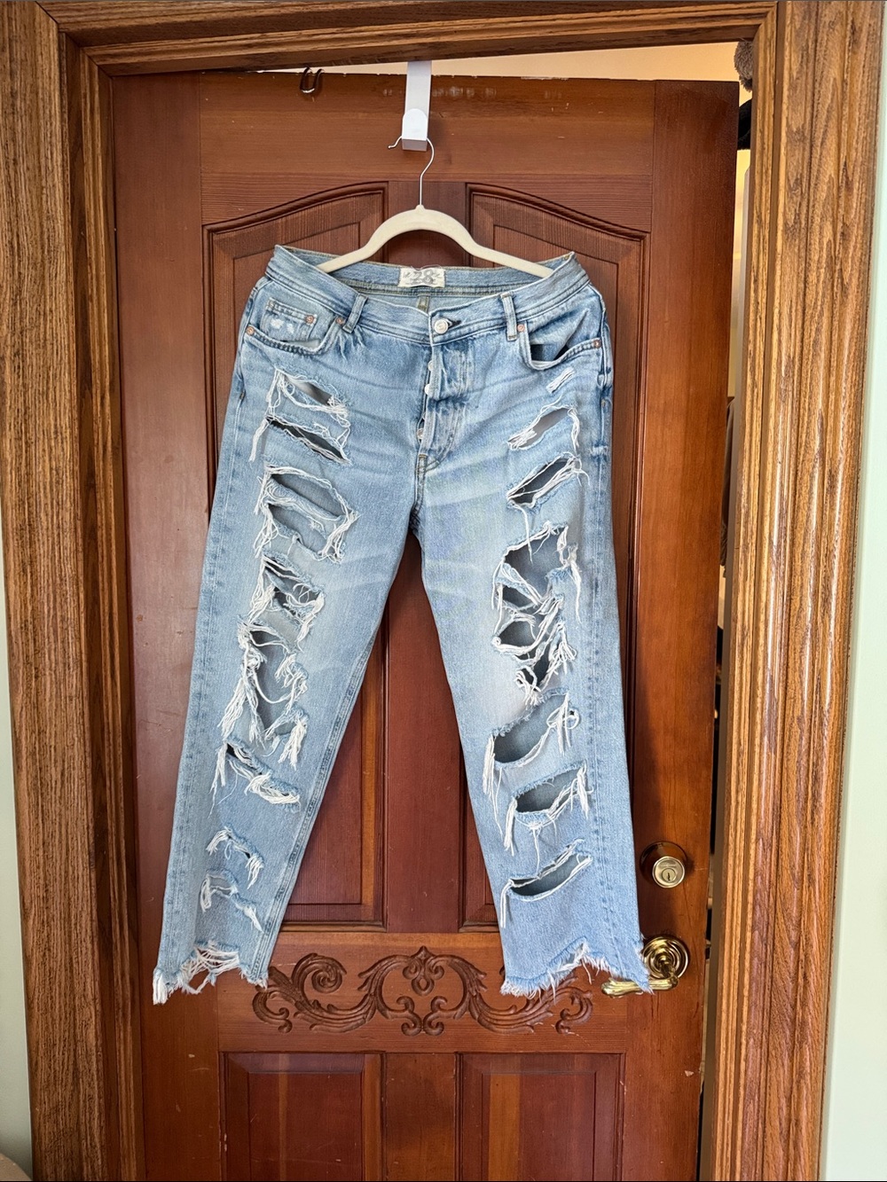 We The Free Light Blue Distressed Boyfriend Jeans